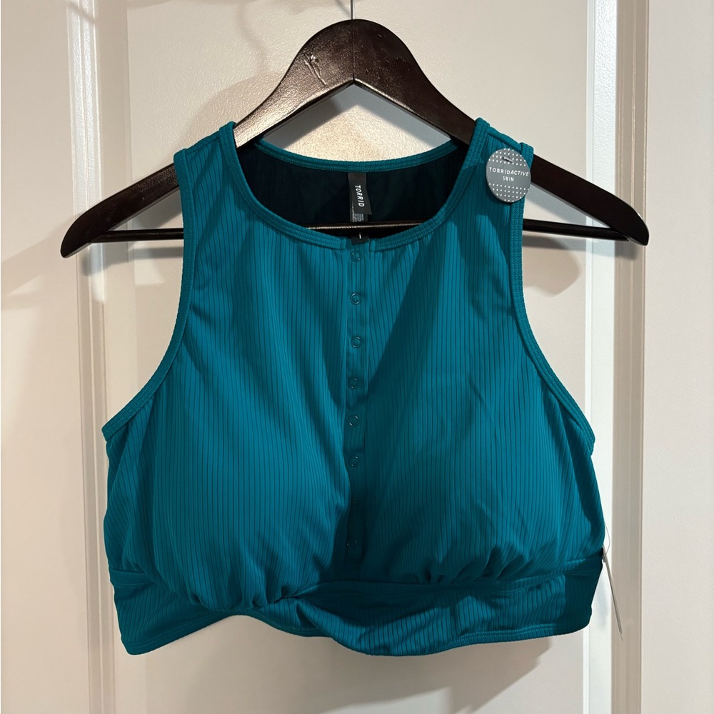 Torrid Teal Ribbed Racerback Bikini Top
